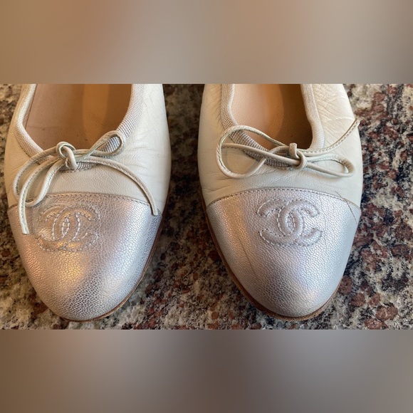 Chanel ballerina flats light blue silver toe cap - Picture 14 of 16
